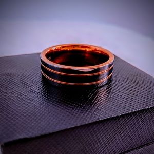 Tusen Carbide Men's Ring Size 14 Groove Cut Rose Gold and Silver